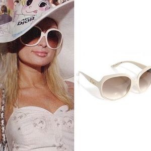 Christian Dior Cream Oversized sunglasses worn by Paris Hilton